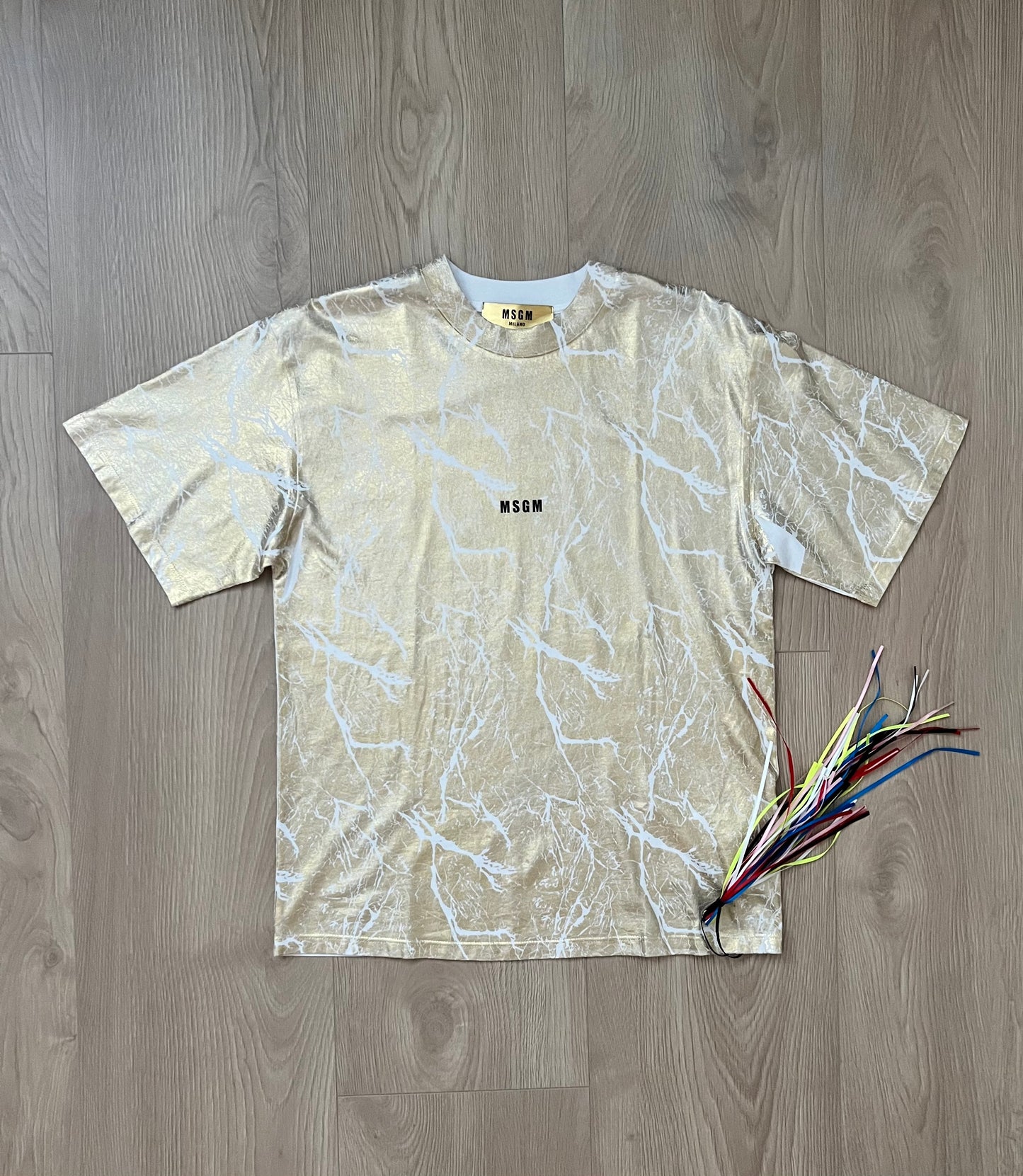 MSGM Crinkled Metallic T-Shirt