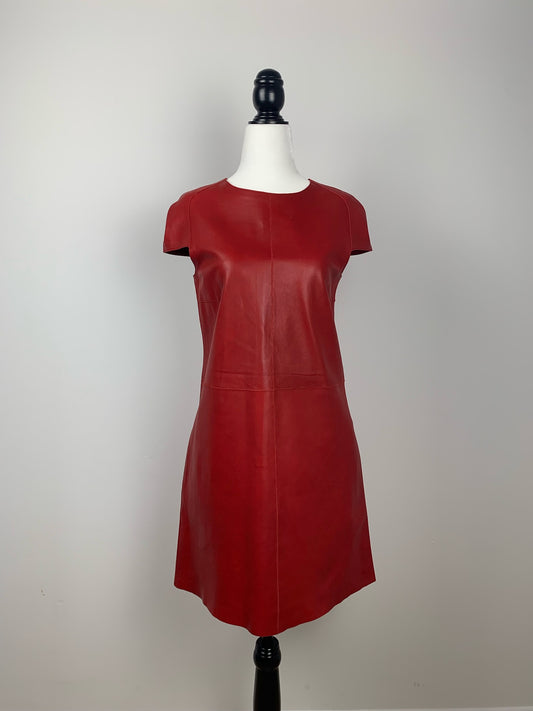 Pre owned Joseph Red Lamb Skin Dress