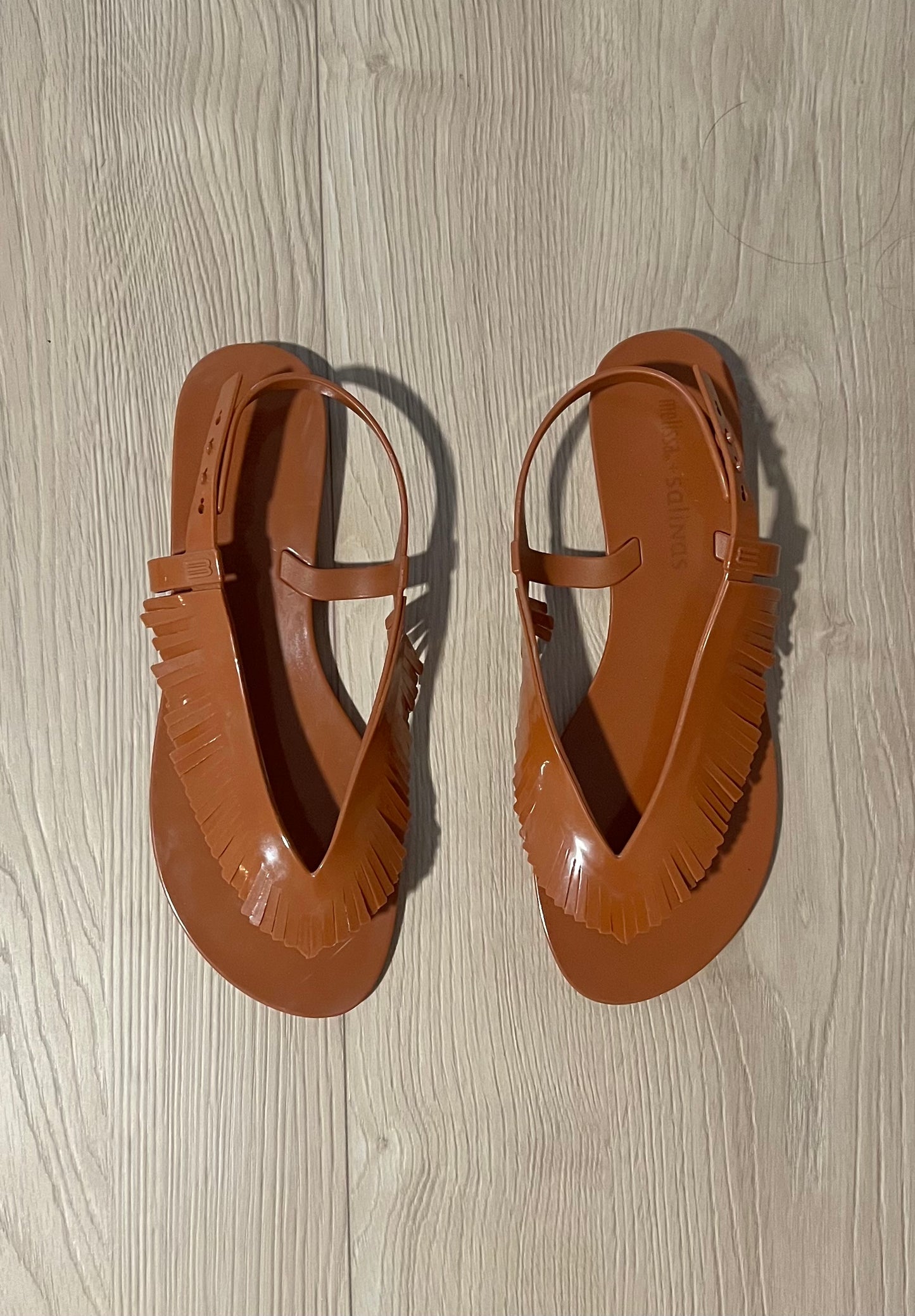 Melissa Tan Brown Fringe Jelly Sandal