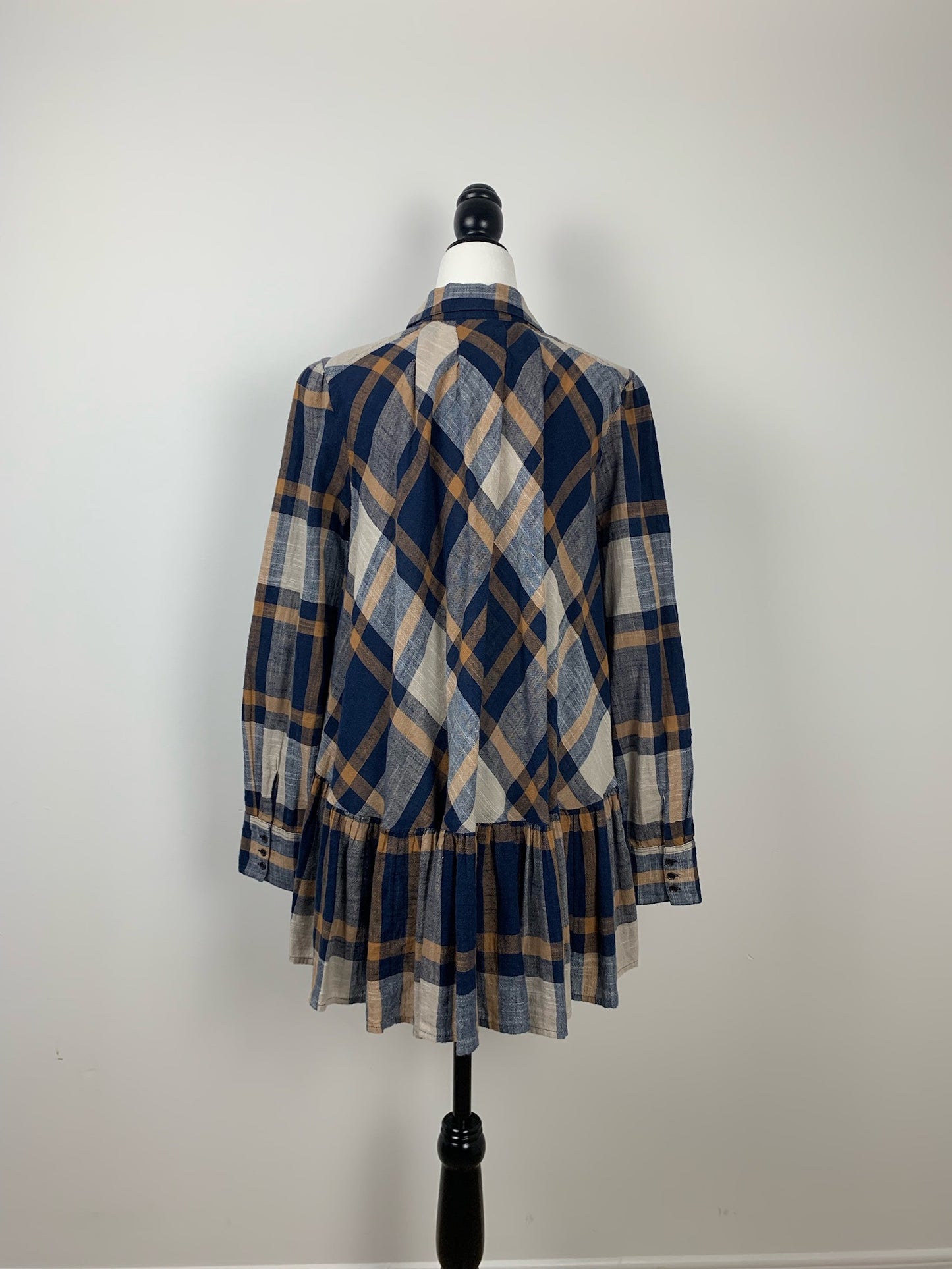 Free People Plaid Ruffle Back Shirt