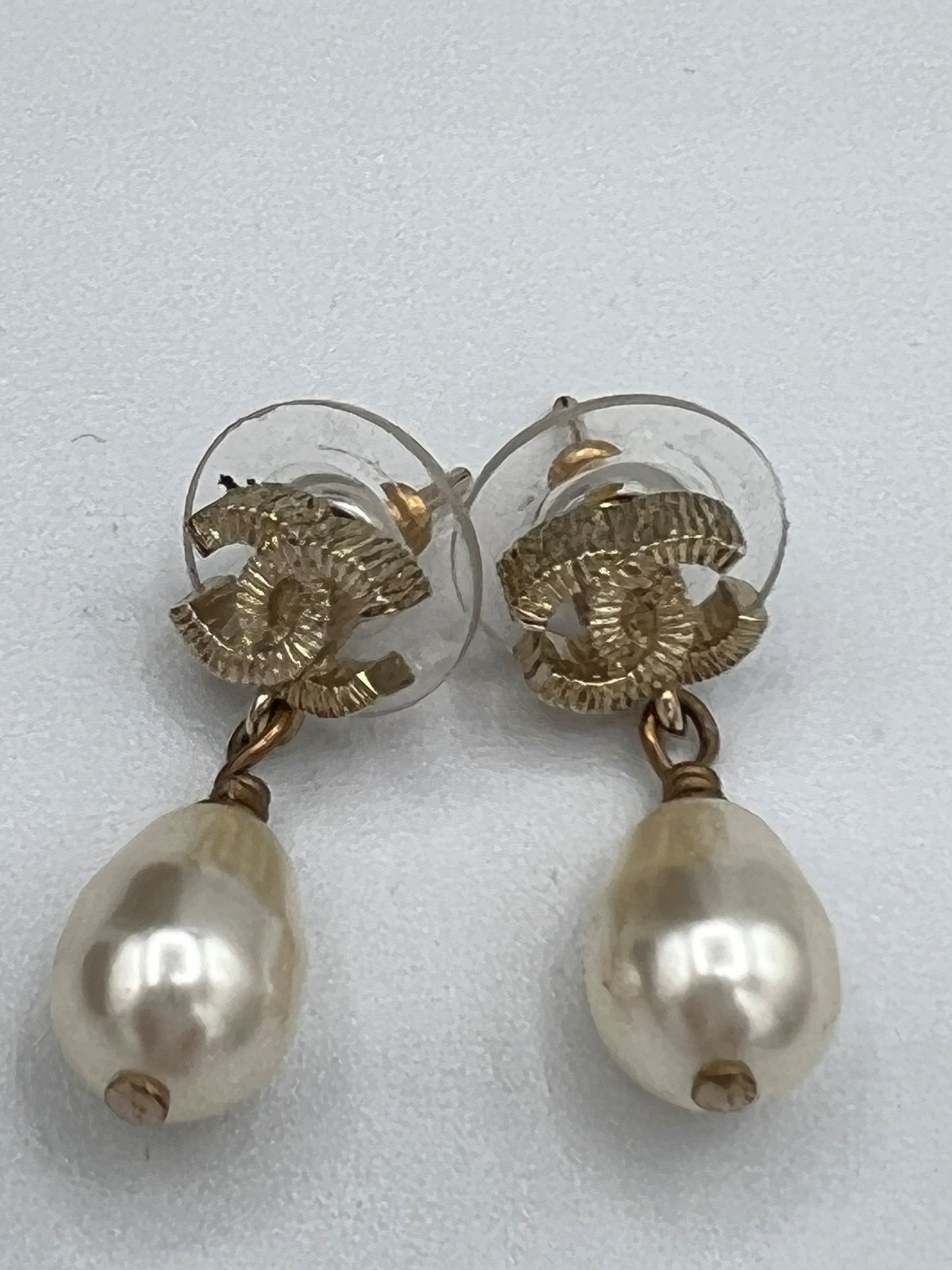 Chanel CC Pearl Drop Earrings