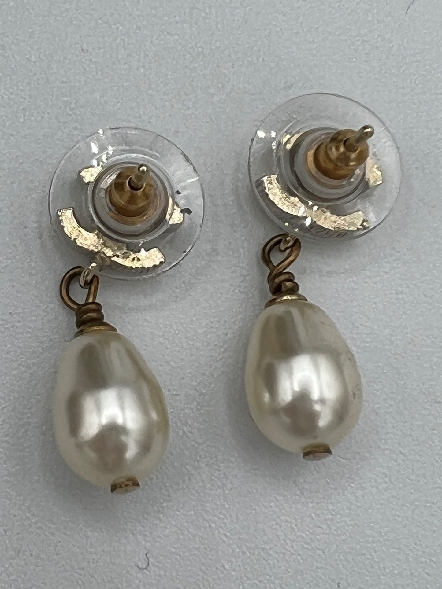 Chanel CC Pearl Drop Earrings