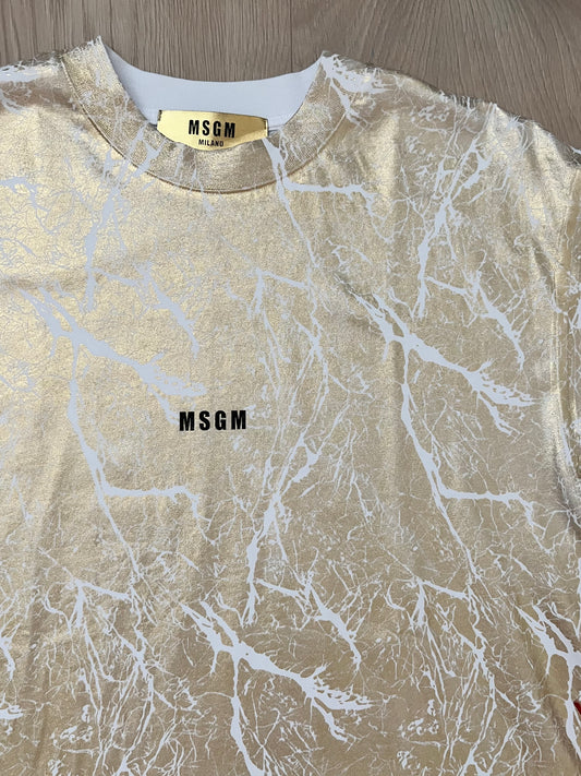 MSGM Crinkled Metallic T-Shirt