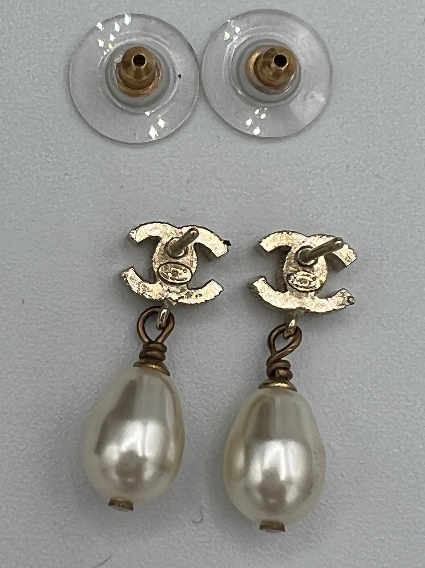 Chanel CC Pearl Drop Earrings
