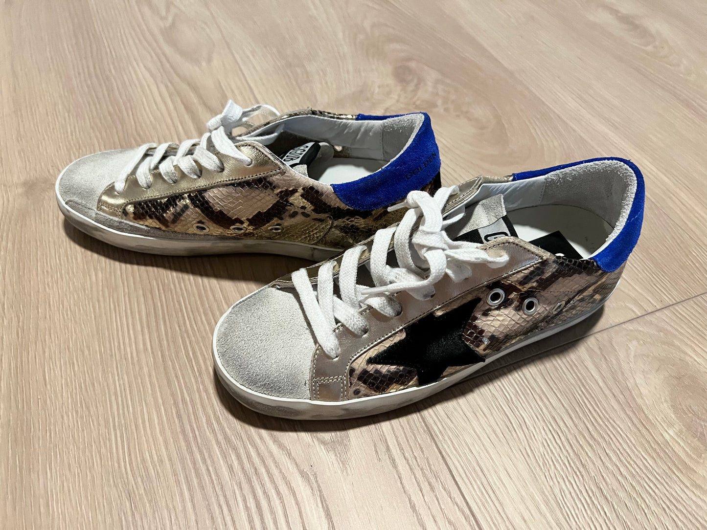 Golden Goose Super-Star Snake Effect Sneakers (Size 5)