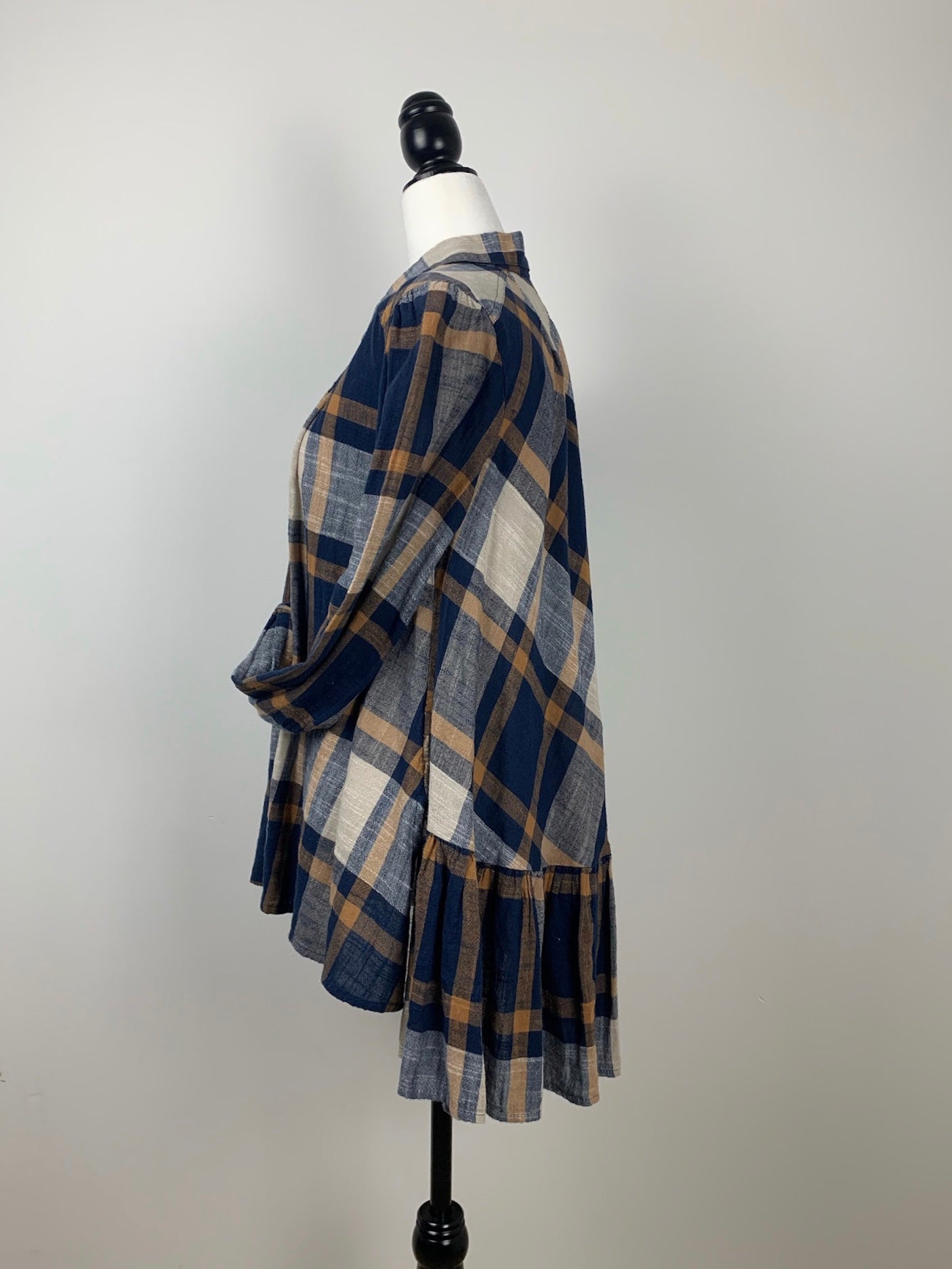 Free People Plaid Ruffle Back Shirt