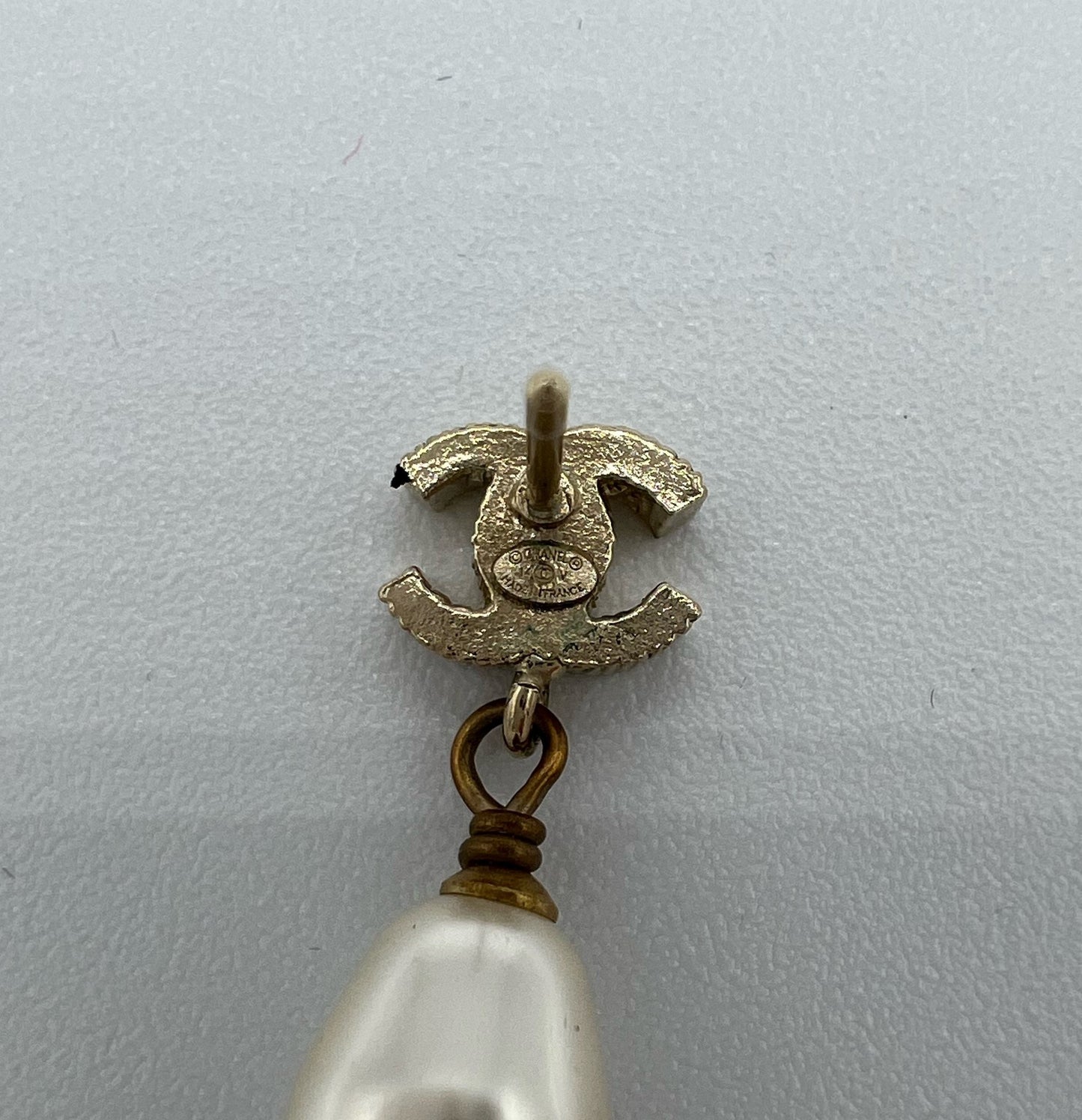Chanel CC Pearl Drop Earrings