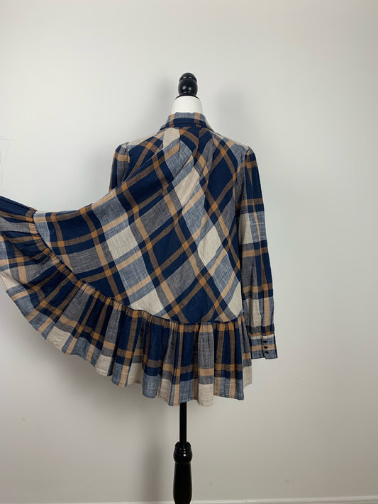 Free People Plaid Ruffle Back Shirt