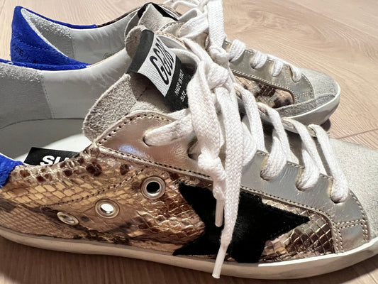 Golden Goose Super-Star Snake Effect Sneakers (Size 5)