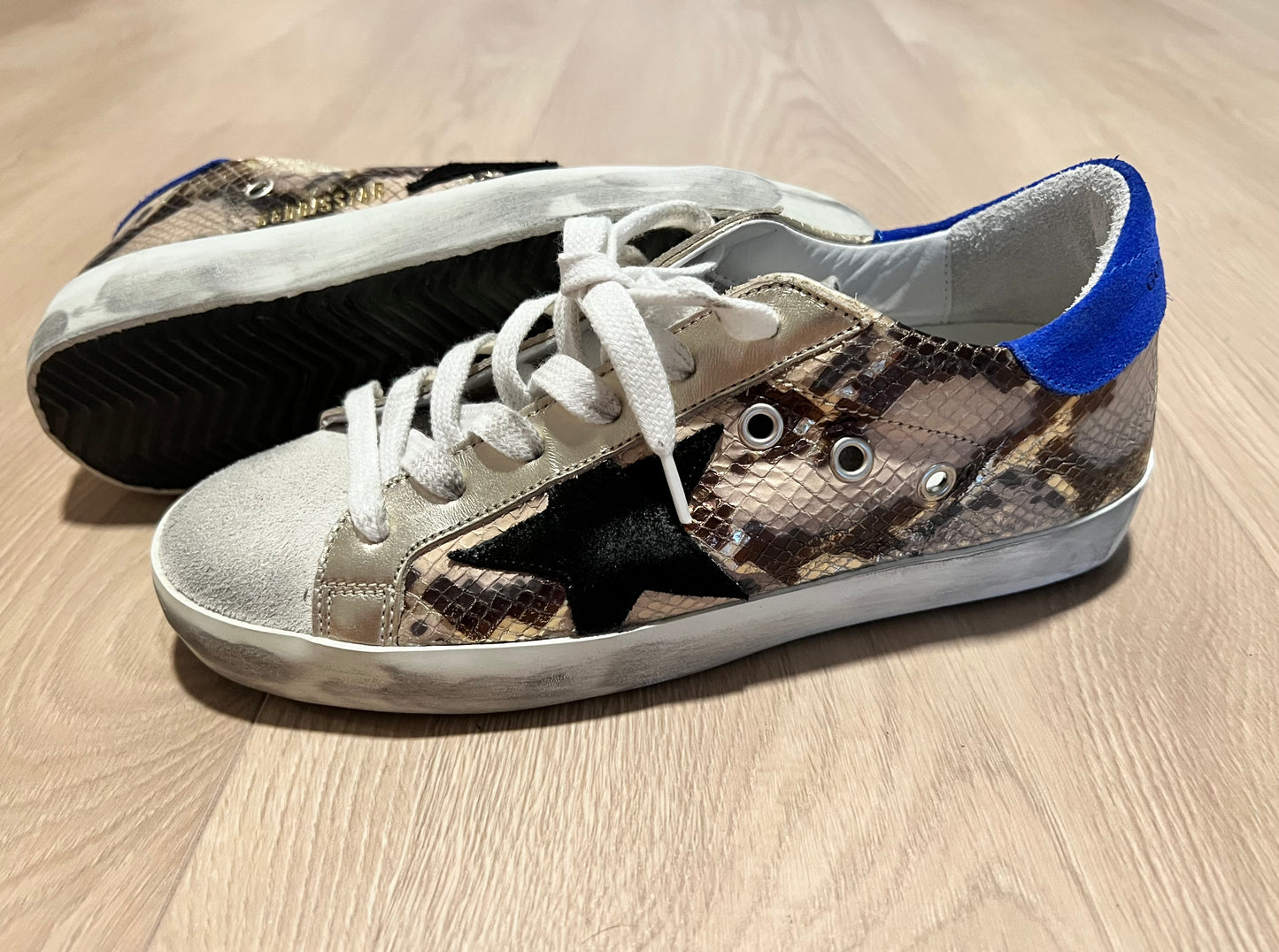 Golden Goose Super-Star Snake Effect Sneakers (Size 5)