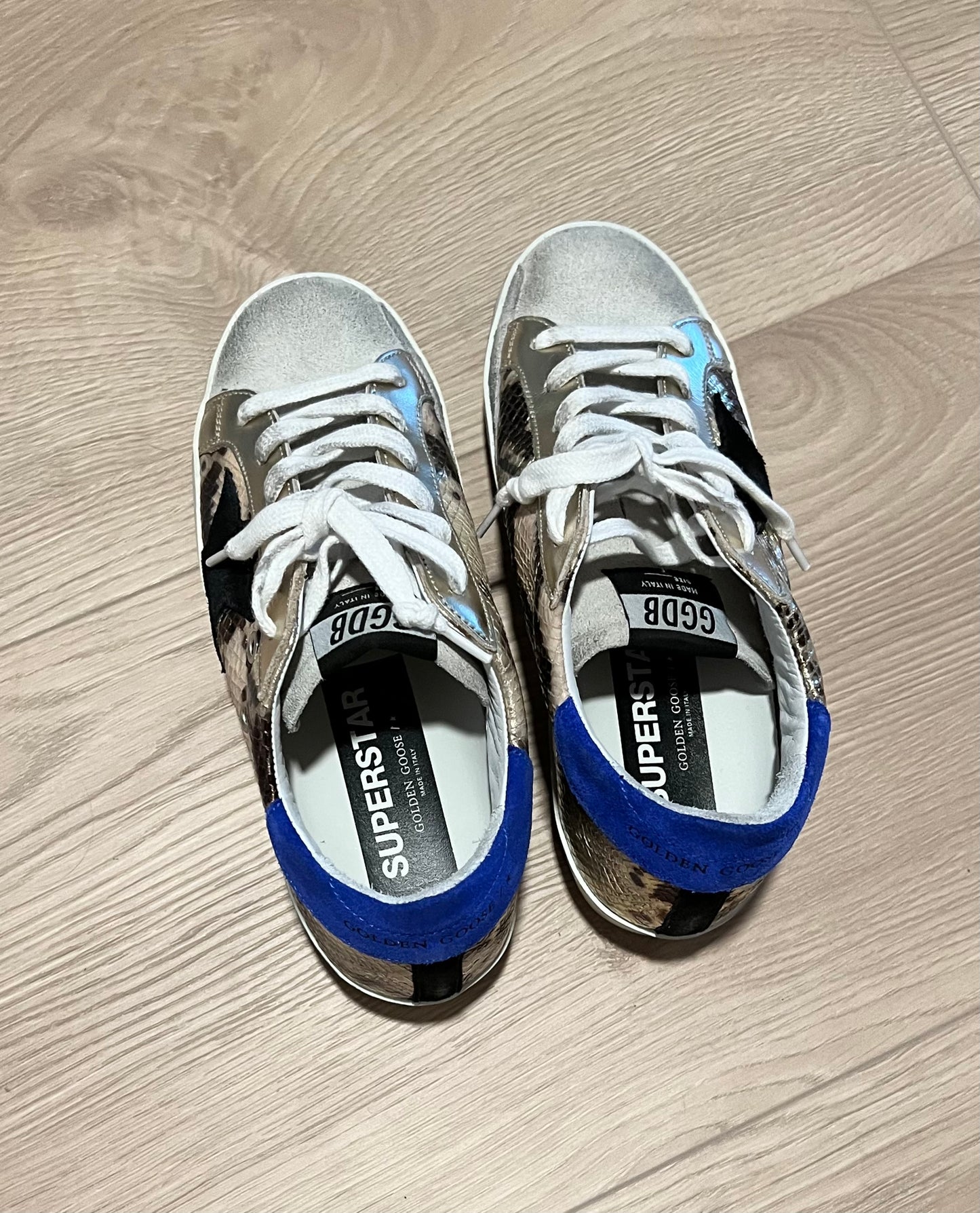 Golden Goose Super-Star Snake Effect Sneakers (Size 5)