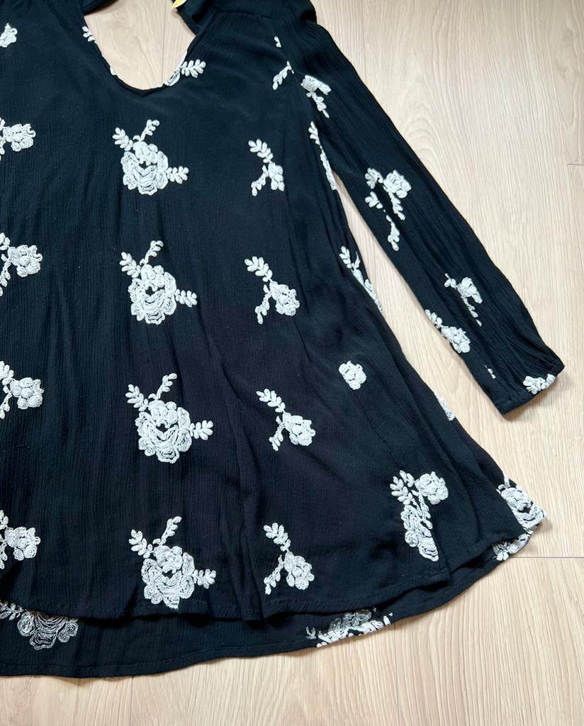 Free People Emma Austin Black Shift Mini Dress