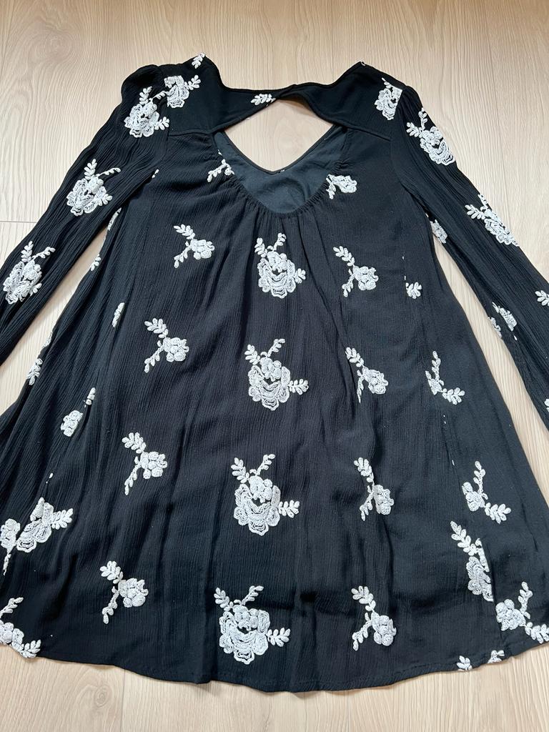 Free People Emma Austin Black Shift Mini Dress