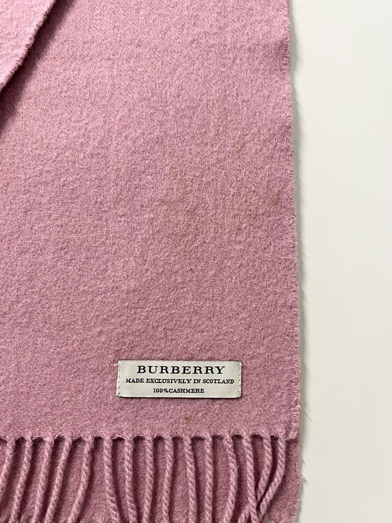 Burberry Pink Embroidered Knight Logo cashmere scarf