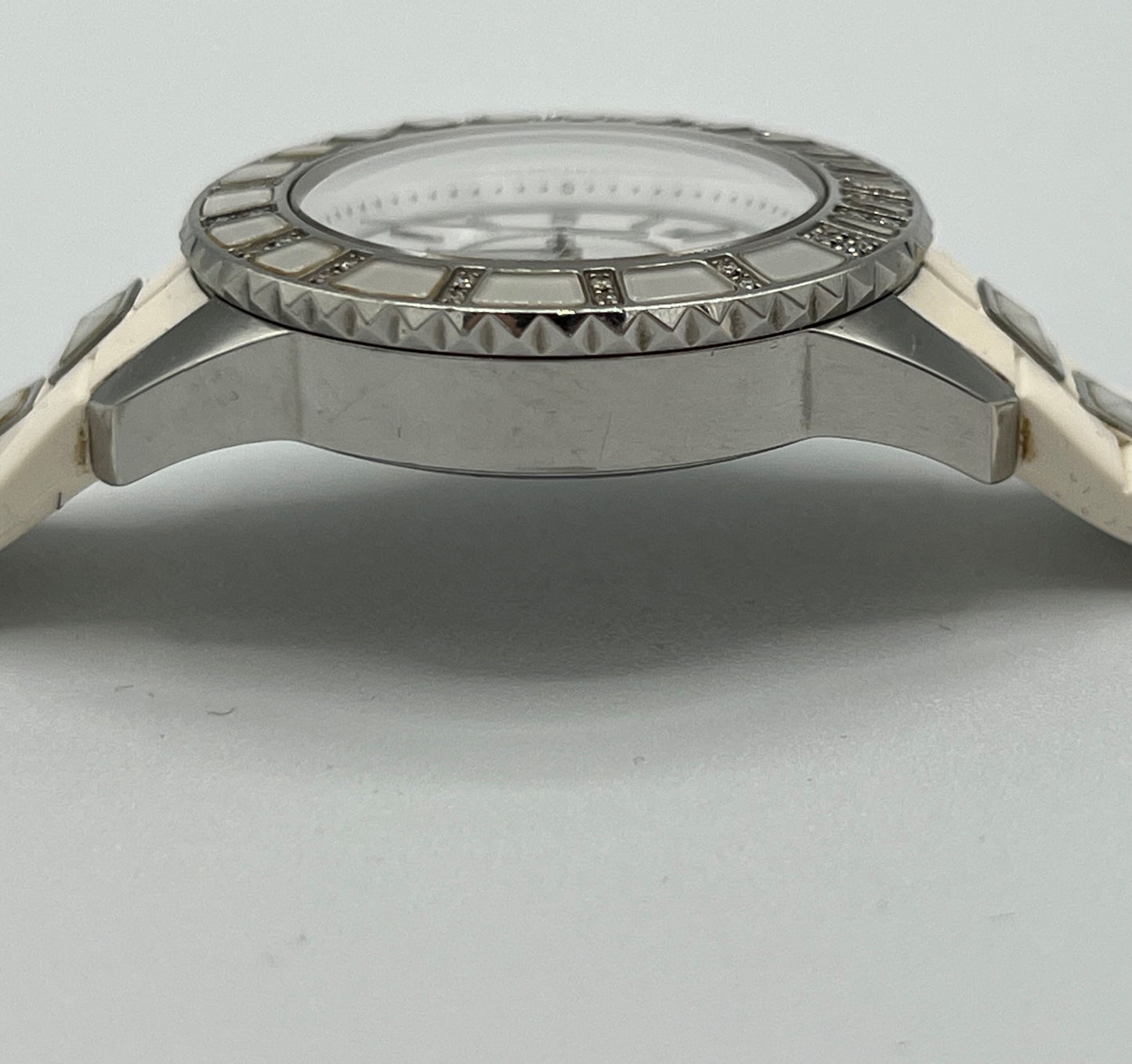 Christian Dior White Christal Watch with Diamond Bezel