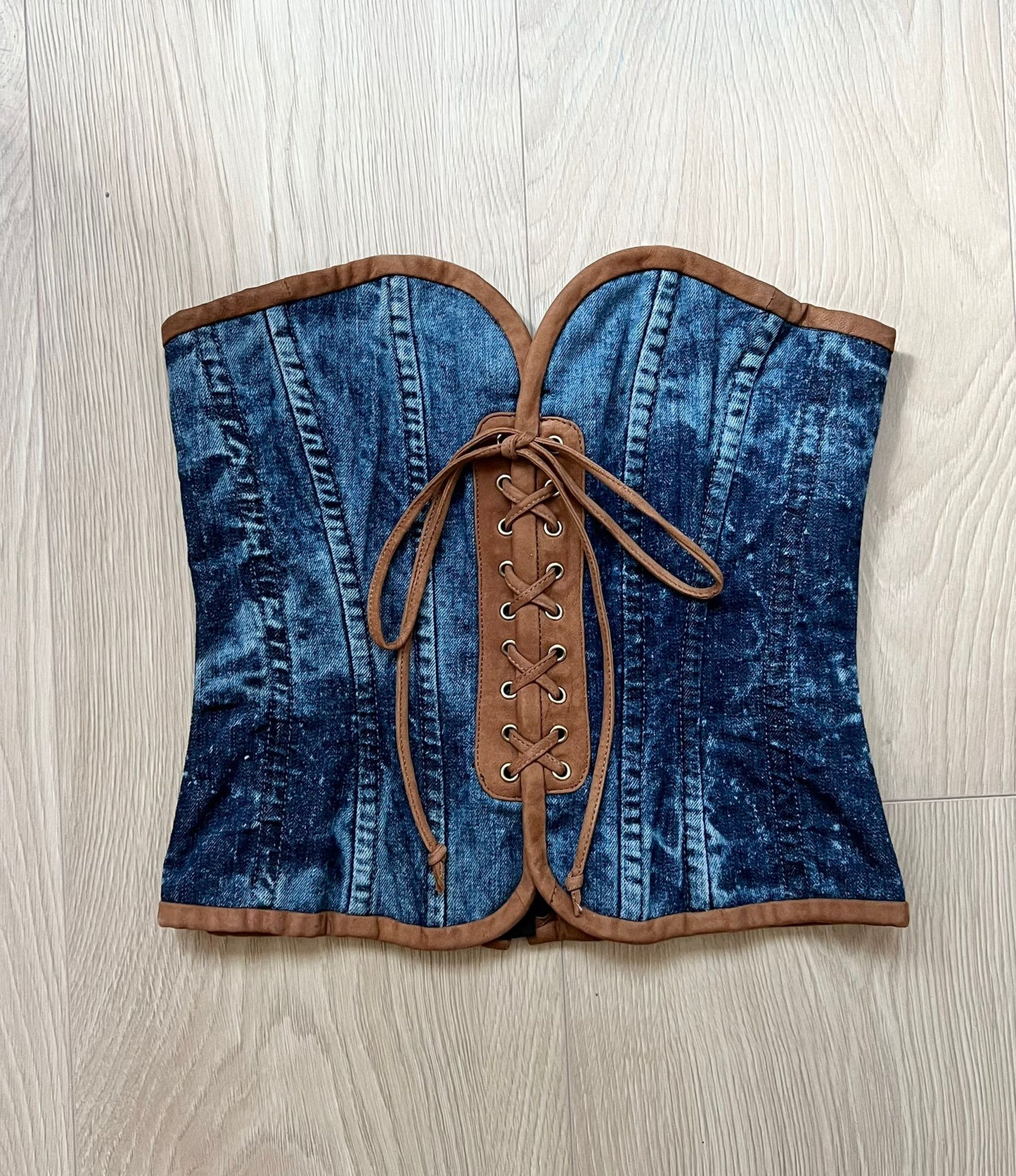 D&G Denim Strapless Lace-up Corset