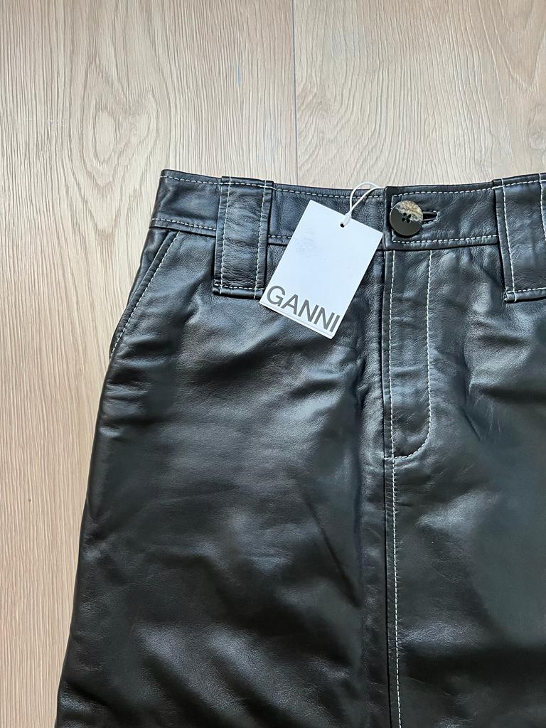 Ganni Asymmetric Leather Skirt