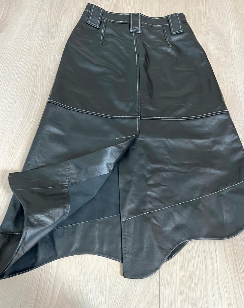 Ganni Asymmetric Leather Skirt