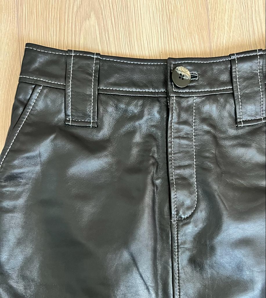Ganni Asymmetric Leather Skirt