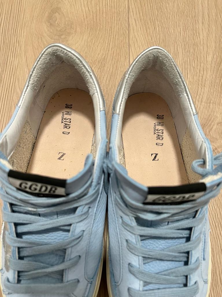 Golden Goose Hi Star Baby Blue Sneakers (Size 8)