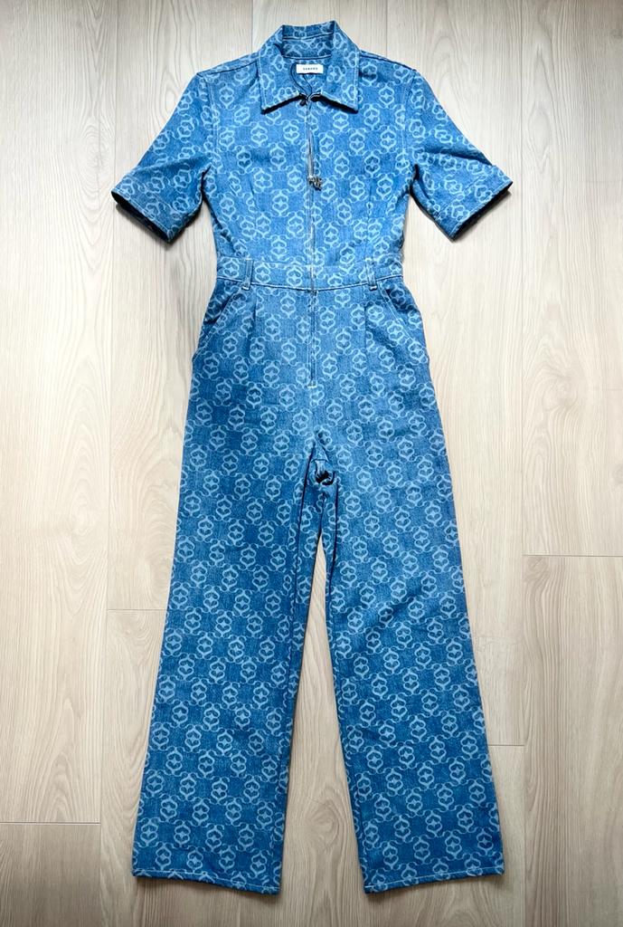 Sandro Acelie Logo Denim Jumpsuit