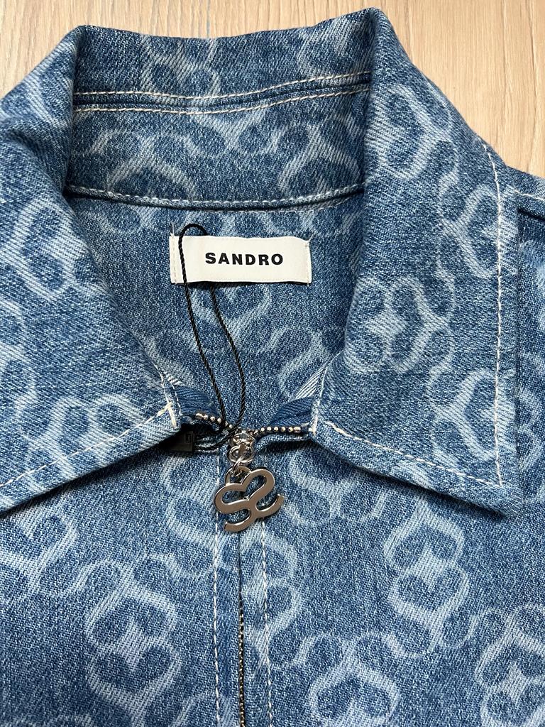 Sandro Acelie Logo Denim Jumpsuit