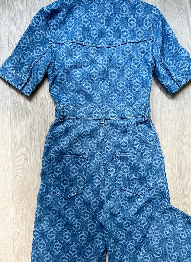 Sandro Acelie Logo Denim Jumpsuit