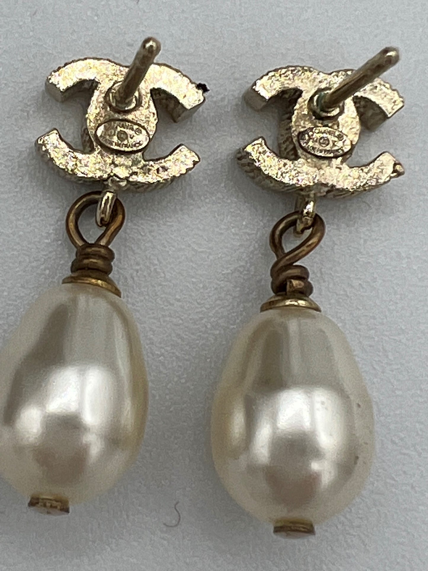 Chanel CC Pearl Drop Earrings