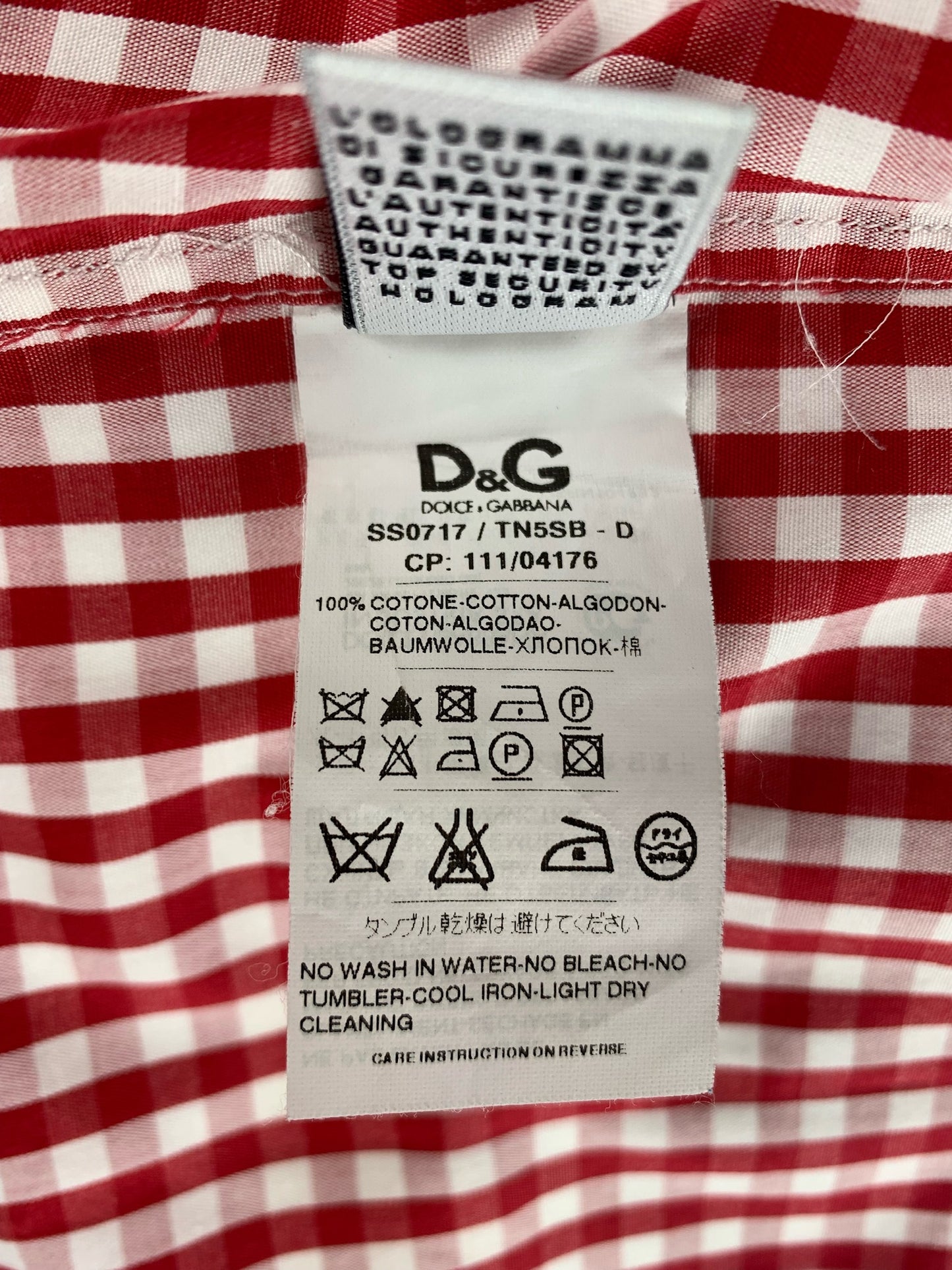 D&G Plaid Long Sleeve Shirt