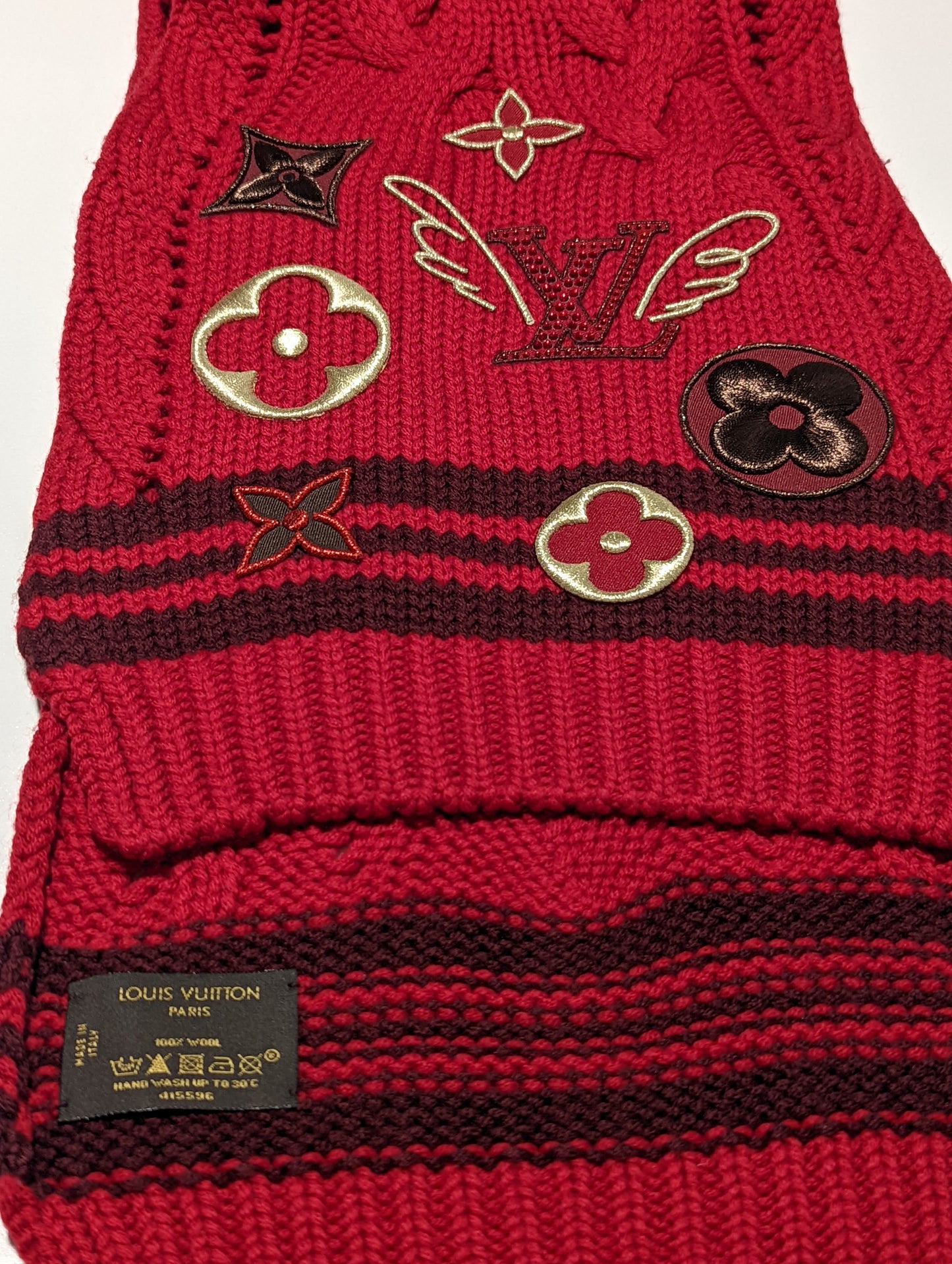 Louis Vuitton Columbia Cable Knit Wool Scarf