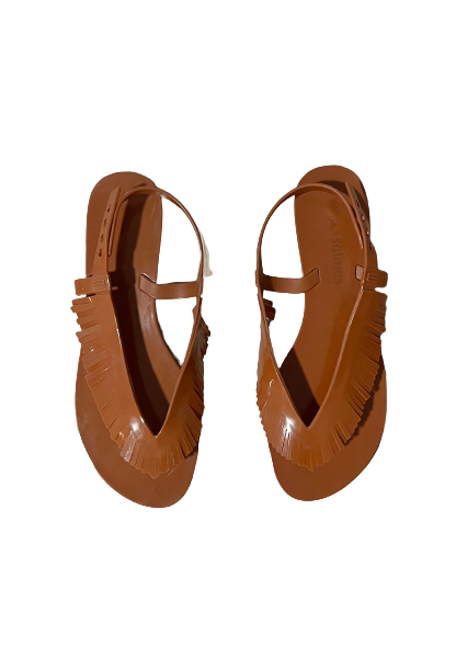 Melissa Tan Brown Fringe Jelly Sandal
