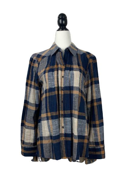 Free People Plaid Ruffle Back Shirt