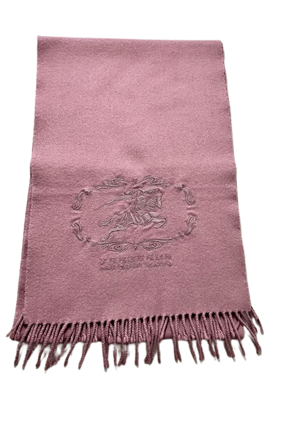 Burberry Pink Embroidered Knight Logo cashmere scarf
