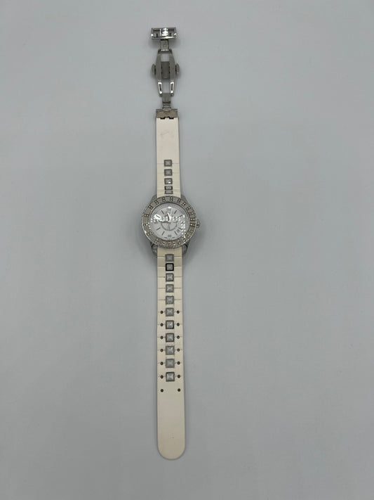 Christian Dior White Christal Watch with Diamond Bezel