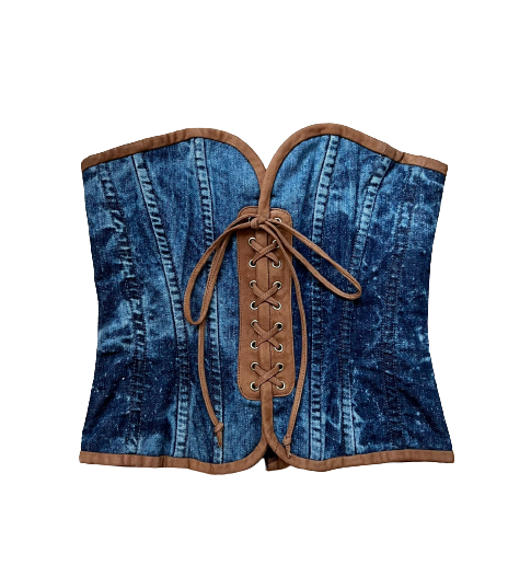 Second hand D&G Denim Strapless Lace-up Corset