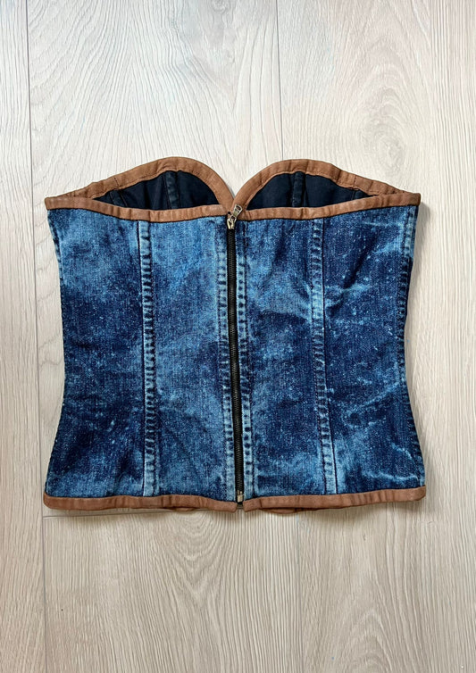 D&G Denim Strapless Lace-up Corset