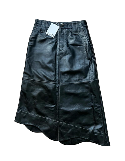 Pre owned Ganni Asymmetric Leather Skirt