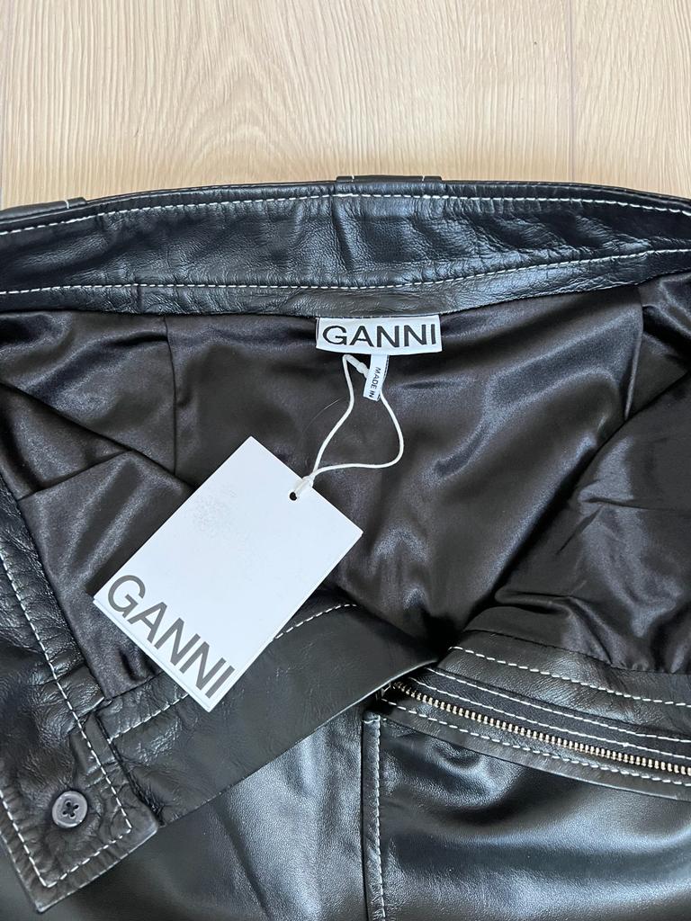 Ganni Asymmetric Leather Skirt